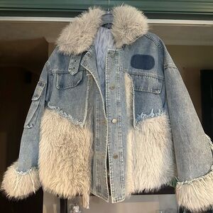Blue Jean Jacket with fur